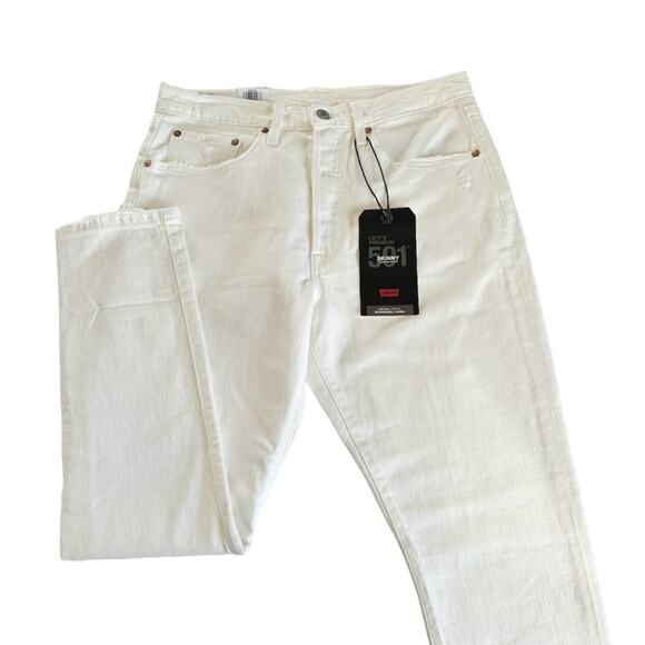 Levi’s 501 Skinny Women’s Cloud Over White High Rise Jeans Size 30 x 28 - Picture 1 of 10